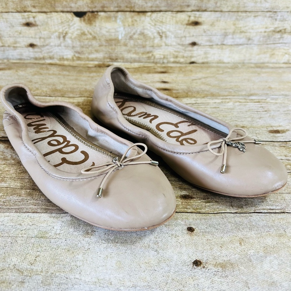 Sam Edelman Felicia Ballet Flats Beige Leather Bow Charm Shoes Womens 6M - Picture 7 of 16